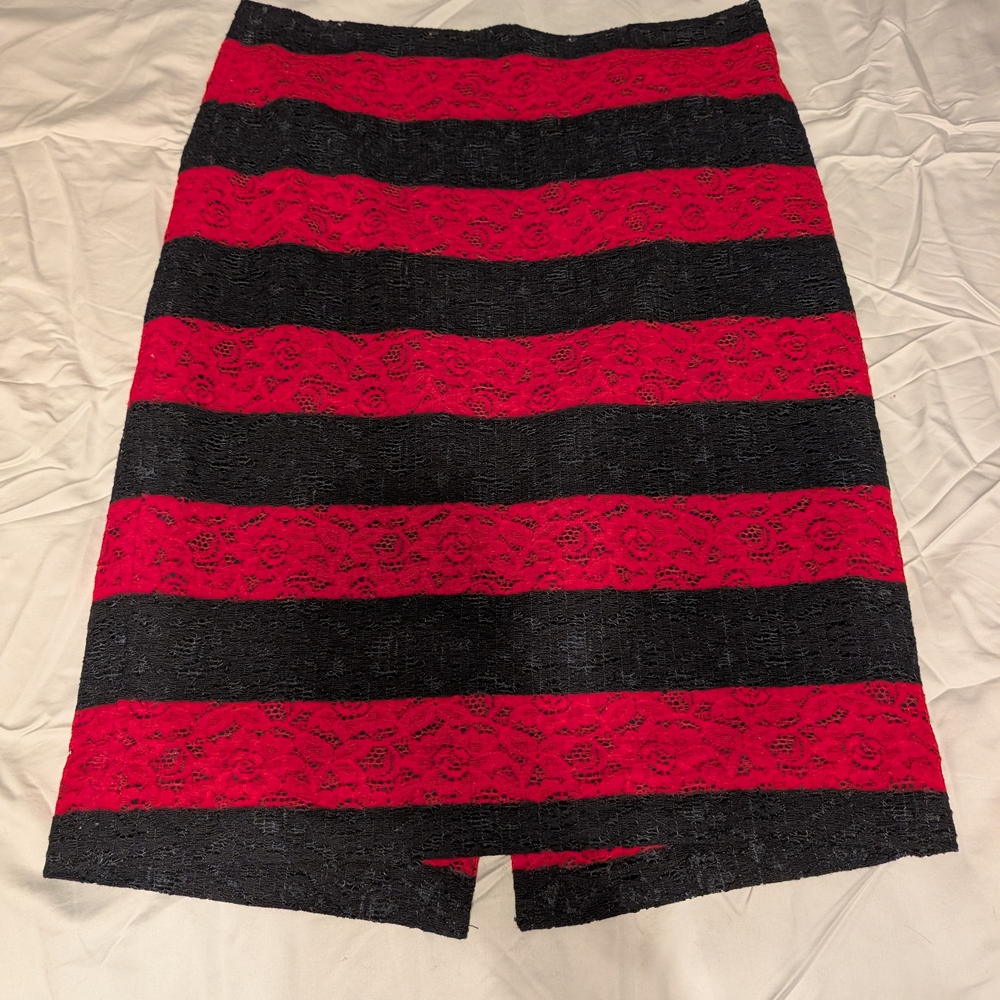 Elegant Red and Black Lace Skirt